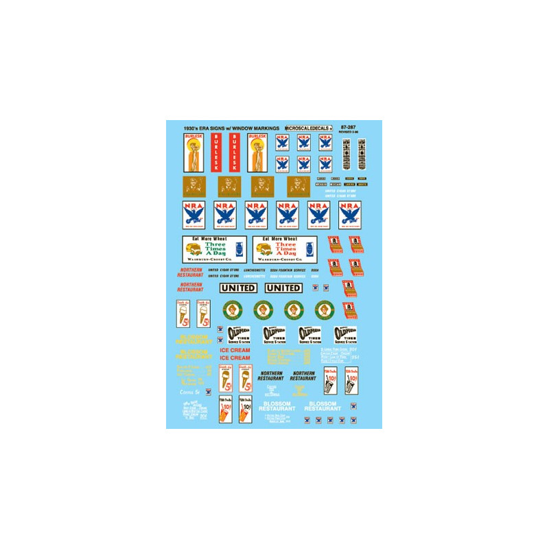 MICROSCALE DECAL 87-287 - STRUCTURE SIGNS - 1930-1940