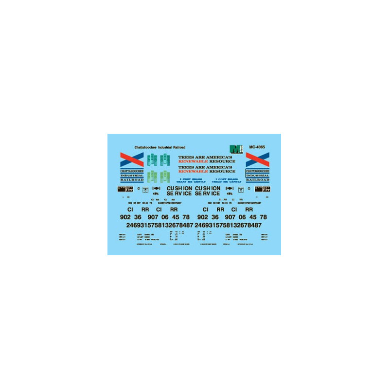 MICROSCALE DECAL MC-4365 - CHATTAHOOCHEE INDUSTRIAL RAILROAD 50' BOXCAR - HO SCALE