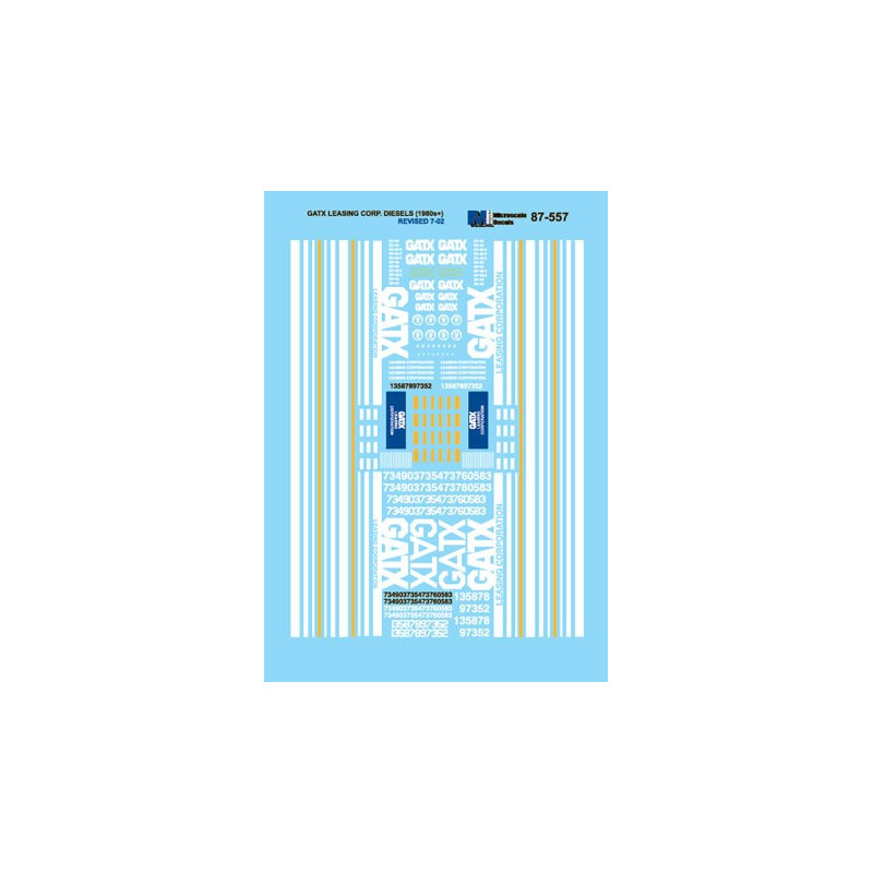 MICROSCALE DECAL 87-557 - GATX LEASING DIESEL LOCOMOTIVES - HO SCALE