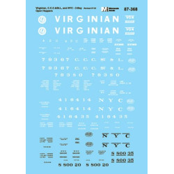 MICROSCALE DECAL 87-368 - ASSORTED 2 BAY HOPPERS - NYC - CCC&STL & VIRGINIAN