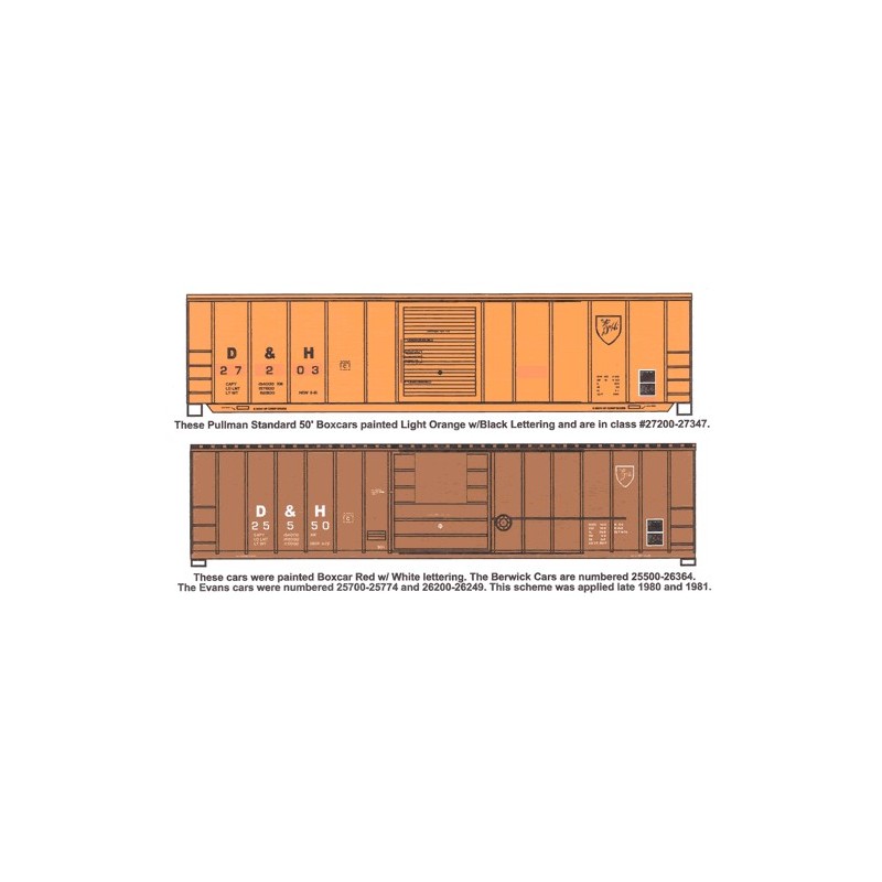 HIGHBALL F-198 DELAWARE & HUDSON 50' BOXCARS - HO SCALE