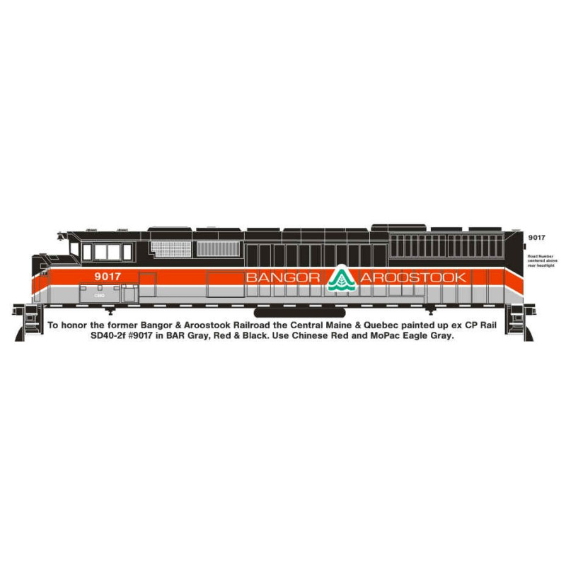 HIGHBALL L-295 CENTRAL MAINE & QUEBEC DIESEL SD40-2F 9017 BAR HERITAGE LOCOMOTIVE