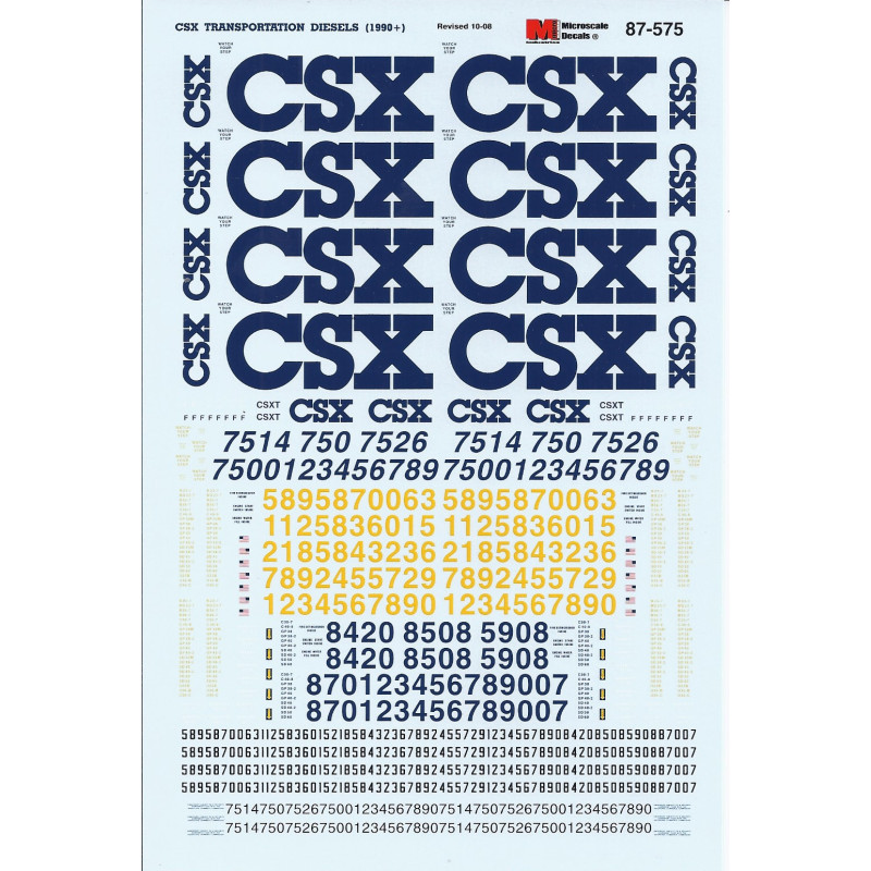 MICROSCALE DECAL 87-575 - CSX DIESEL LOCOMOTIVES