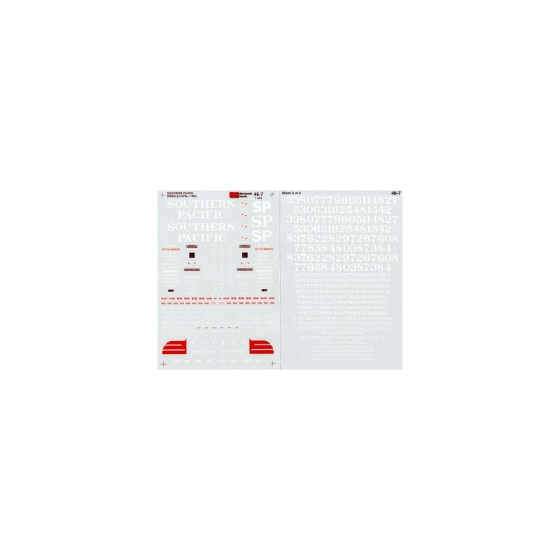 MICROSCALE DECAL 48-7 - SOUTHERN PACIFIC DIESEL LOCOMOTIVES