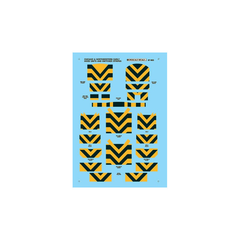 MICROSCALE DECAL 87-963 - CHICAGO & NORTHWESTERN DIESEL STRIPES