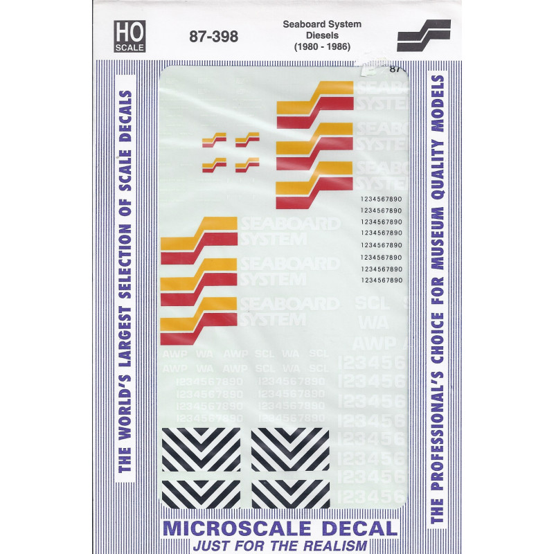 MICROSCALE DECAL 87-398 - SEABOARD SYSTEM DIESEL LOCOMOTIVES