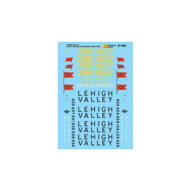 MICROSCALE DECAL 87-880 - LEHIGH VALLEY C420 & C628 DIESEL LOCOMOTIVES