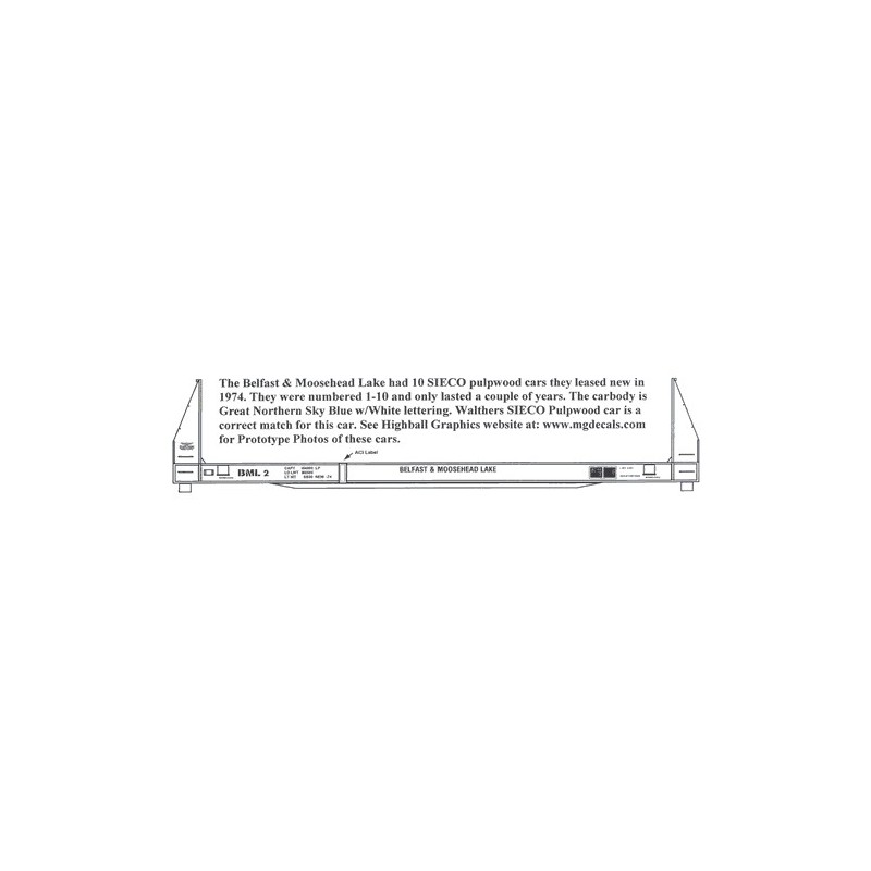HIGHBALL F-214 BELFAST & MOOSEHEAD LAKE BULKHEAD FLAT - HO SCALE