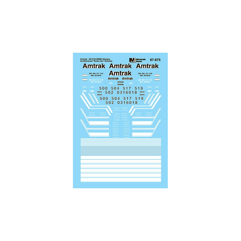 MICROSCALE DECAL 87-675 - AMTRAK GE P32-8BWH DIESEL LOCOMOTIVES