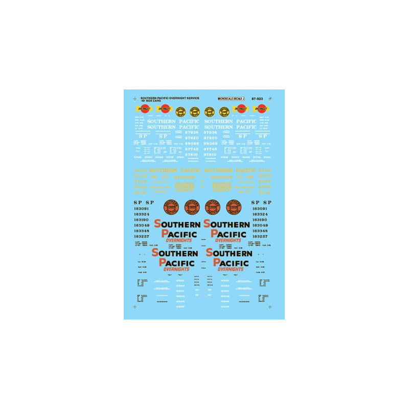 MICROSCALE DECAL 87-923 - SOUTHERN PACIFIC OVERNIGHT BOXCARS