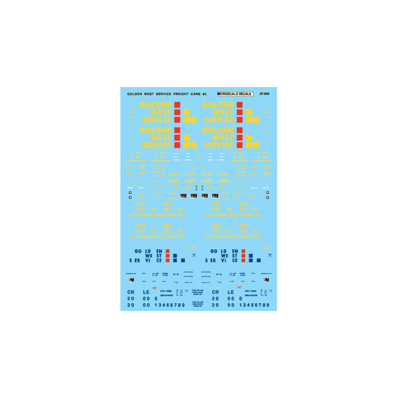 MICROSCALE DECAL 87-694 - GOLDEN WEST SERVICE FREIGHT CARS
