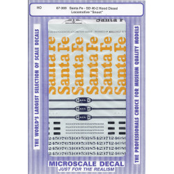 MICROSCALE DECAL 87-369 - SANTA FE SD40-2 SNOOT DIESEL LOCOMOTIVES