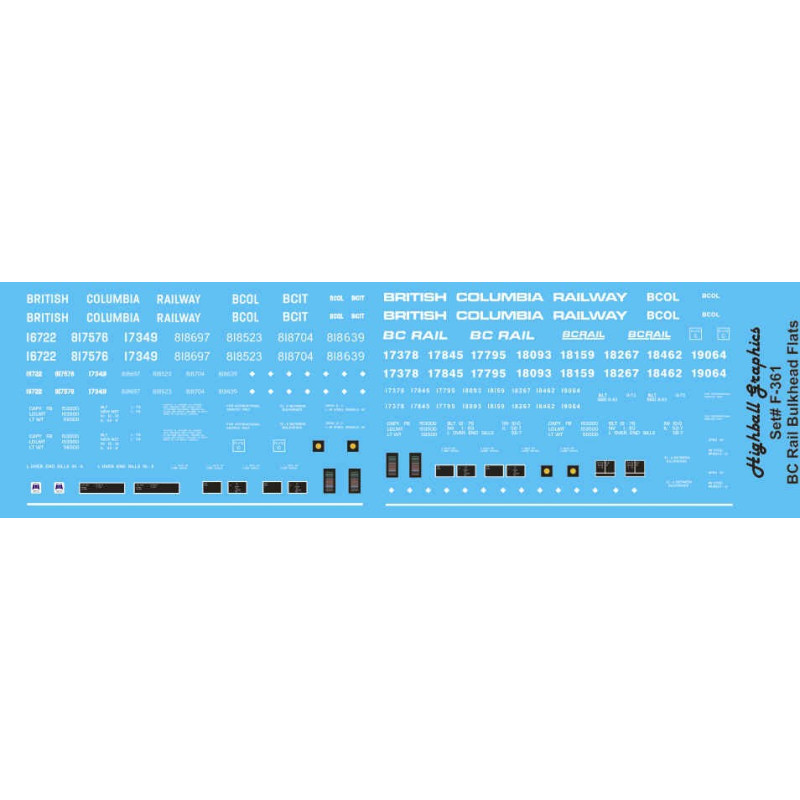 HIGHBALL F-361 BRITISH COLUMBIA RAIL BULKHEAD FLATCARS