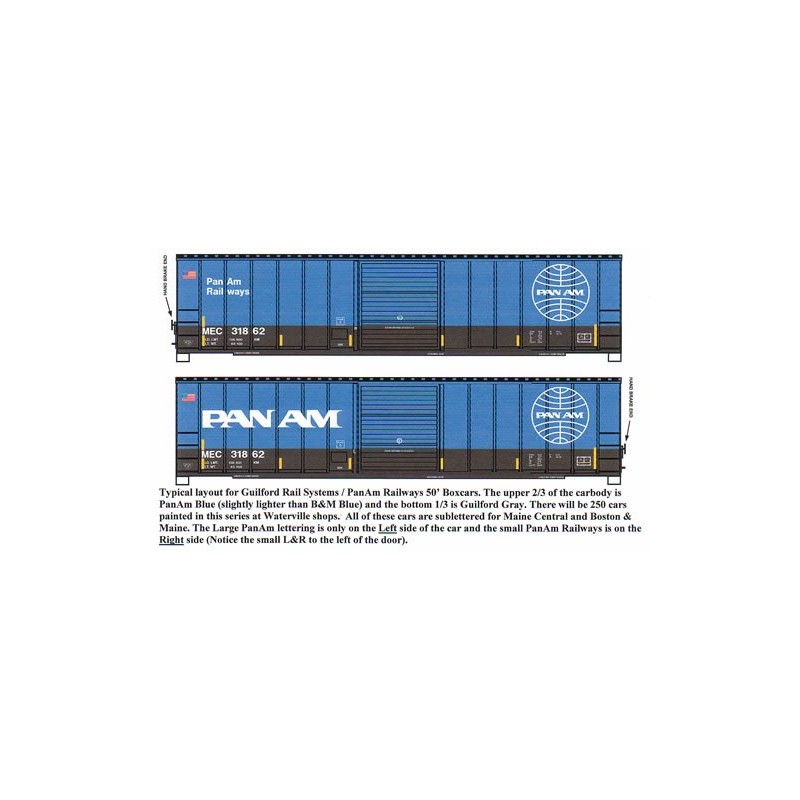 HIGHBALL F-236 GUILFORD PAN AM 50' BOXCAR - HO SCALE