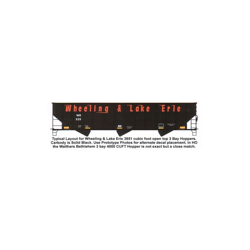 HIGHBALL F-254 WHEELING & LAKE ERIE 3 BAY HOPPER - HO SCALE
