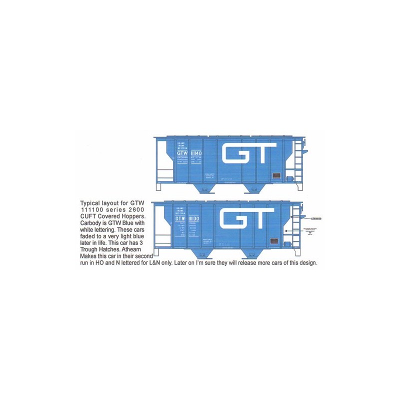 HIGHBALL F-261 GRAND TRUNK WESTERN 2 BAY COVERED HOPPER - HO SCALE