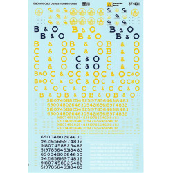 MICROSCALE DECAL 87-401 - BALTIMORE & OHIO / CHESAPEAKE & OHIO DIESEL LOCOMOTIVES