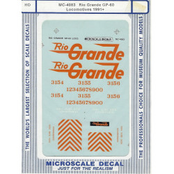 MICROSCALE DECAL MC-4083 - DENVER & RIO GRANDE GP-60 DIESEL LOCOMOTIVE