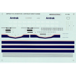 MICROSCALE DECAL 87-1022 - AMTRAK GE DASH 8-40BWH - P40 - P42 DIESEL LOCOMOTIVES