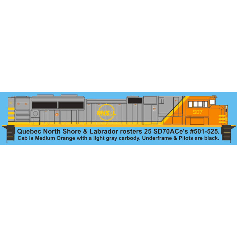 HIGHBALL L-311 QUEBEC NORTH SHORE & LABRADOR SD70ACe DIESEL LOCOMOTIVE