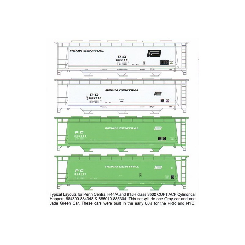 HIGHBALL F-277 PENN CENTRAL 3 BAY COVERED HOPPER - HO SCALE