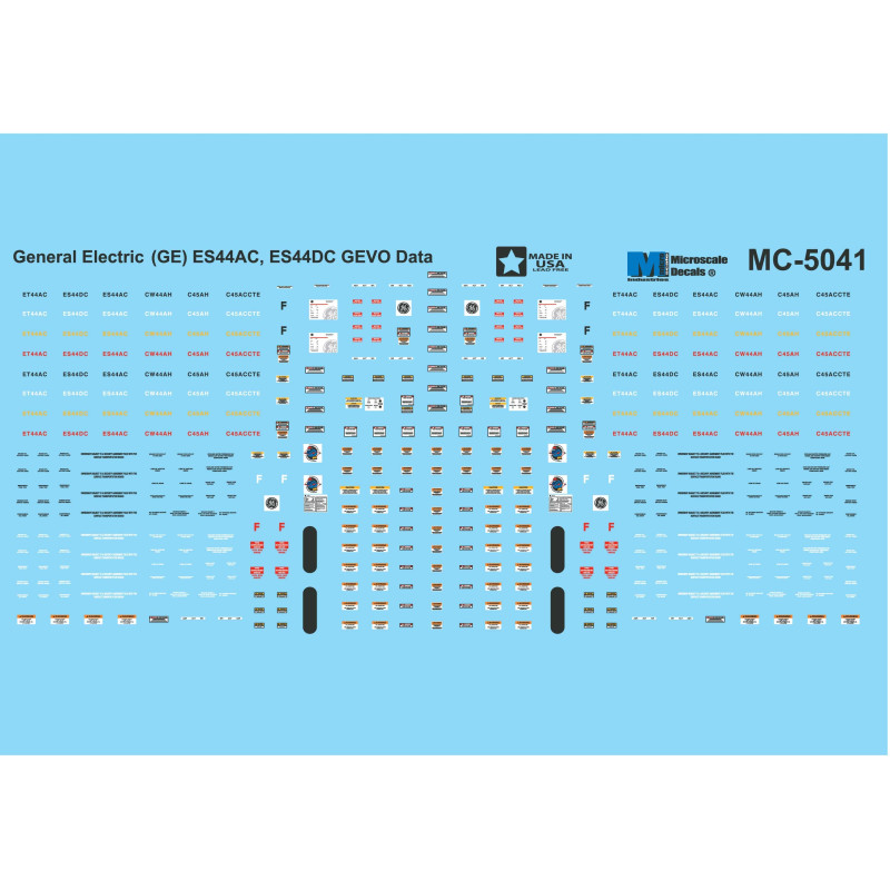 MICROSCALE DECAL MC-5041 - GENERAL ELECTRIC GEVO DATA