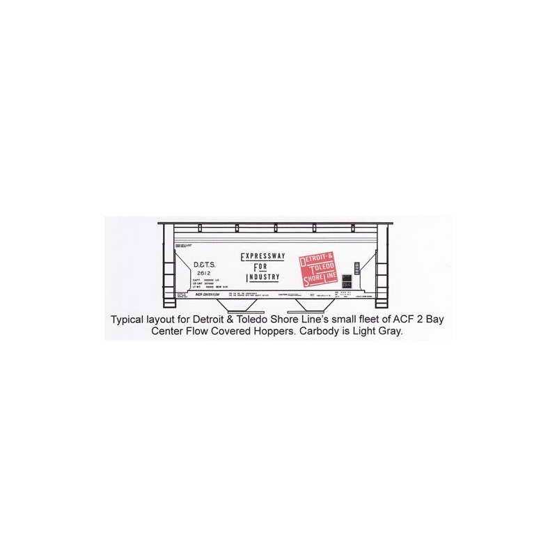 HIGHBALL F-289 DETROIT & TOLEDO SHORE LINE 2 BAY COVERED HOPPER - HO SCALE