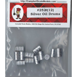 CAMPBELL 252 - SILVER OIL DRUMS - HO SCALE