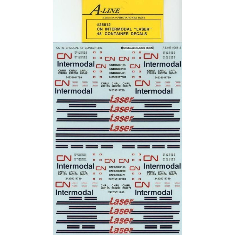 A-LINE DECAL 25812 - CANADIAN NATIONAL LASER 48' CONTAINERS