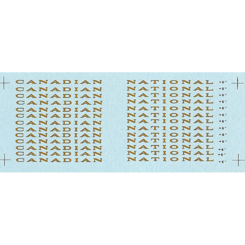 BLACK CAT DECAL - BC311 - CANADIAN NATIONAL PASSENGER LETTERBOARD LETTERING - HO SCALE