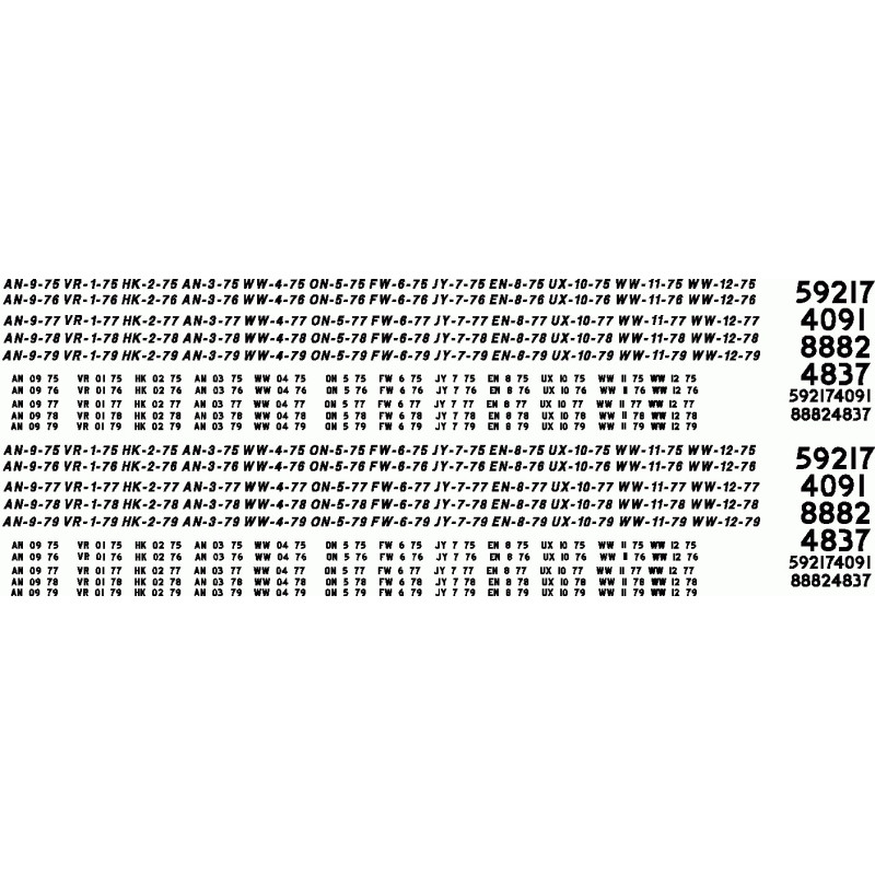 BLACK CAT DECAL - BC324 - CANADIAN PACIFIC REWEIGH DATES & LOCATIONS - 1975-1979 - WHITE LETTERING - HO SCALE