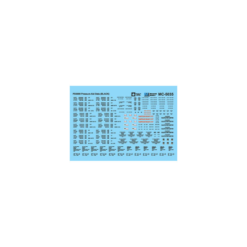 MICROSCALE DECAL MC-5035 - PD3000 PRESSURE AID DATA - BLACK