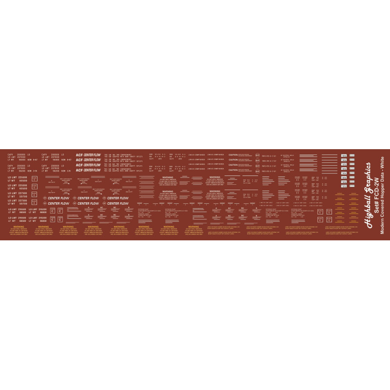 HIGHBALL FCD-2W  MODERN COVERED HOPPER DATA - HO SCALE