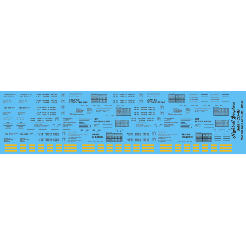 HIGHBALL FCD-4B  MODERN TANK CAR DATA - HO SCALE