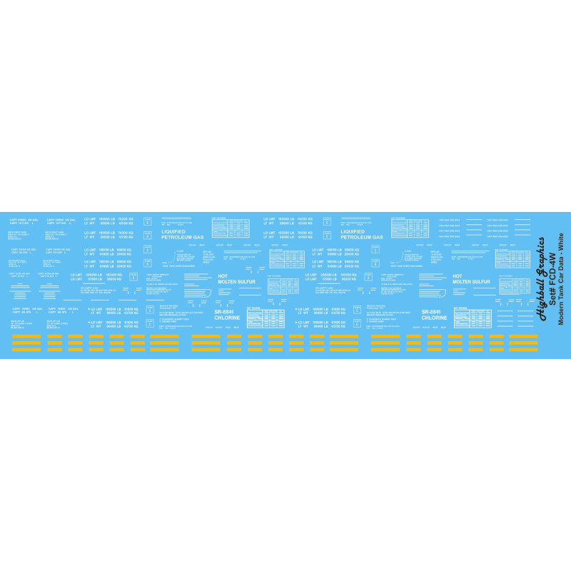 HIGHBALL FCD-4W  MODERN TANK CAR DATA - HO SCALE