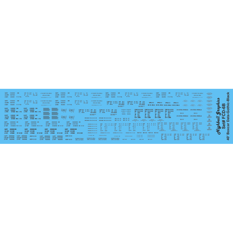 HIGHBALL FCD-6B  MODERN 40' BOXCAR DATA - HO SCALE