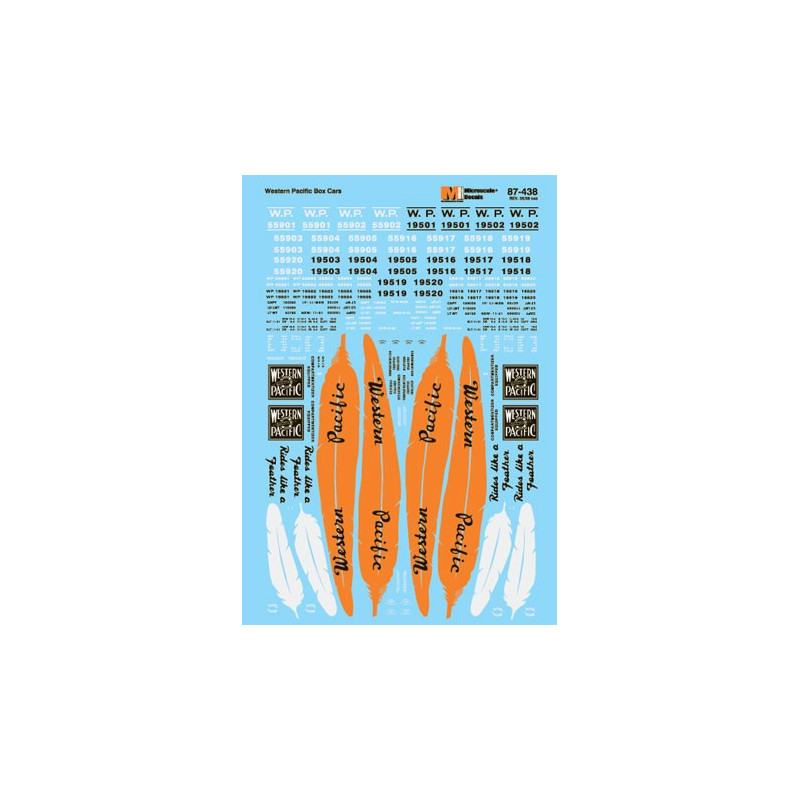 MICROSCALE DECAL 87-438 -WESTERN PACIFIC BOX CARS - HO SCALE