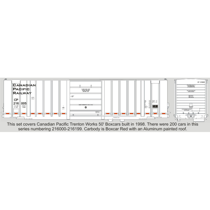HIGHBALL F-394 CANADIAN PACIFIC TRENTON 5277cuft 50' BOXCARS - HO SCALE