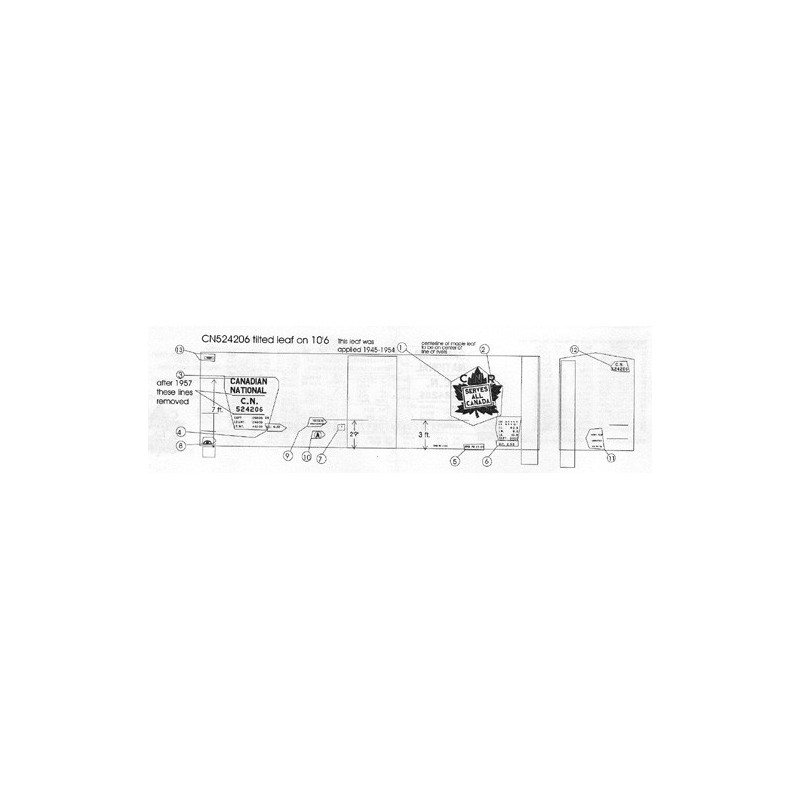 BLACK CAT DECAL - BC115-O - CANADIAN NATIONAL 40' BOXCAR - 10'6"IH - O SCALE