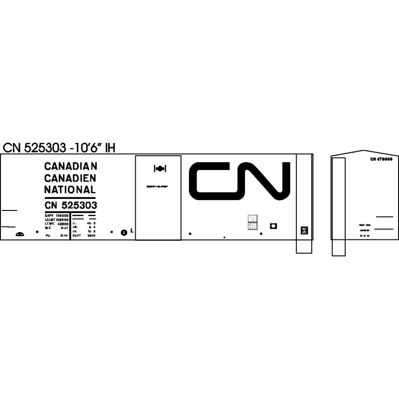 BLACK CAT DECAL - BC252-N - CANADIAN NATIONAL 40' BOXCAR - 10'6"IH - N SCALE