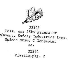 PSC 33244 - PASSENGER CAR SPICER 35kw GENERATOR - HO SCALE