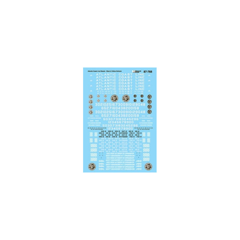 MICROSCALE DECAL 87-768 - ATLANTIC COAST LINE DIESEL LOCOMOTIVES - HO SCALE