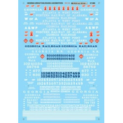 MICROSCALE DECAL 87-889 - GEORGIA GROUP DIESEL LOCOMOTIVES - HO SCALE