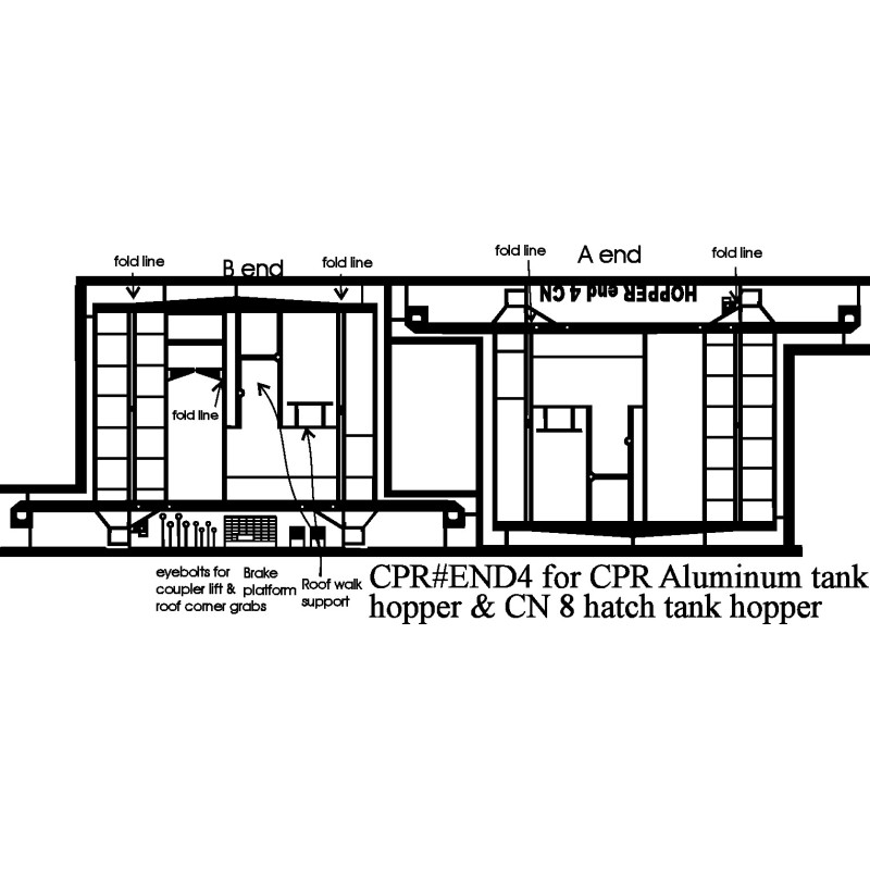 BLACK CAT BC350 - CANADIAN PACIFIC ALUMINUM OR CANADIAN NATIONAL 8 HATCH CURVED SIDE COVERED HOPPER ENDS - HO SCALE