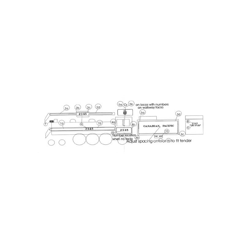 BLACK CAT DECAL - BC050-N - CANADIAN PACIFIC STEAM LOCOMOTIVE - GOLD - N SCALE