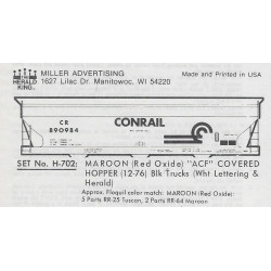 HERALD KING DECAL H-702 - CONRAIL COVERED HOPPER - HO SCALE