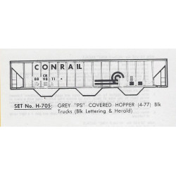 HERALD KING DECAL H-705 - CONRAIL COVERED HOPPER - HO SCALE