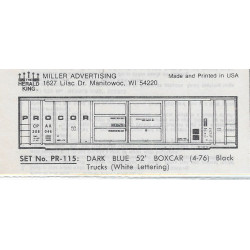 HERALD KING DECAL PR-115 - PROCOR CPAA 52' BOXCAR - HO SCALE