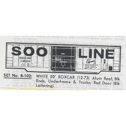 HERALD KING DECAL B-102 - SOO LINE 50' BOXCAR - HO SCALE