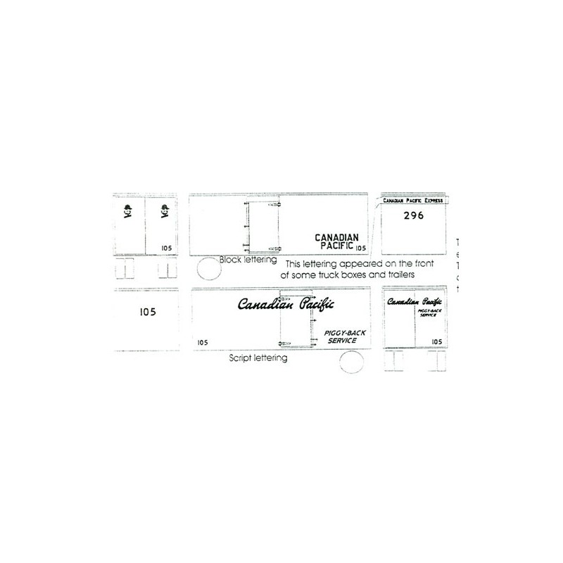 BLACK CAT DECAL - BC053 - CANADIAN PACIFIC 1952 PIGGYBACK TRAILER - HO SCALE